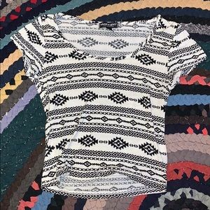 Ivory and Black Aztec Print Crop Top